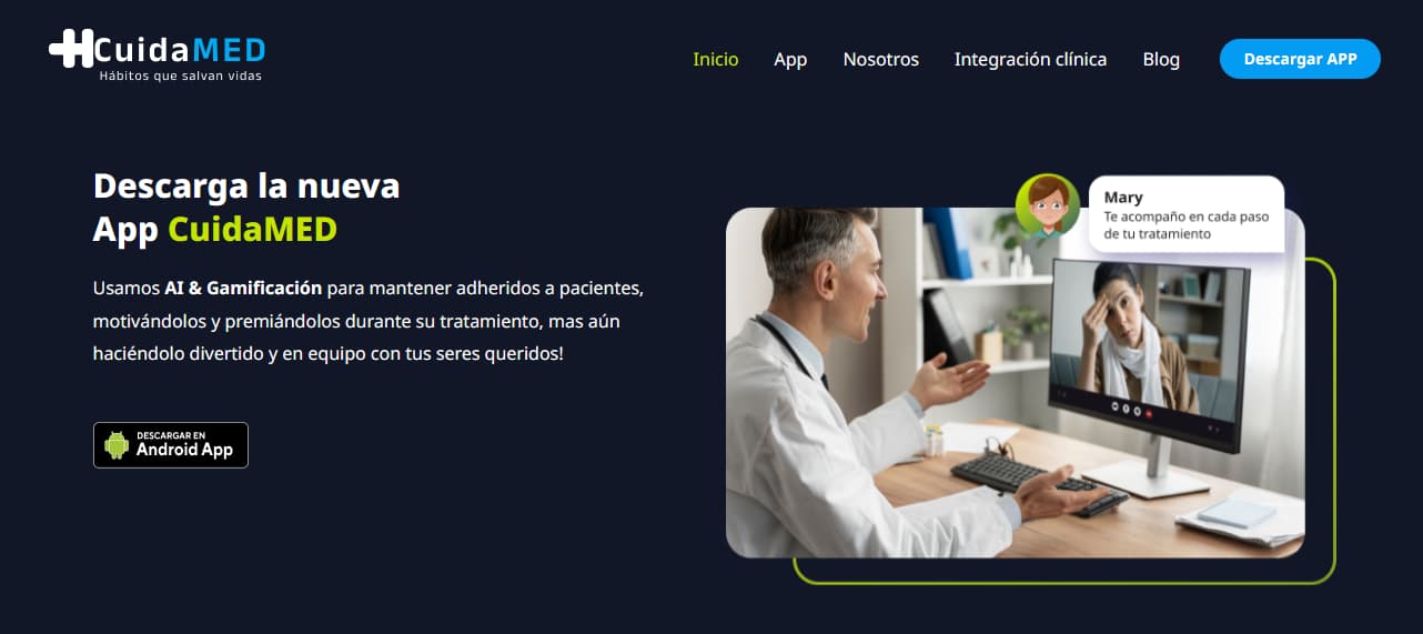 imagen de landing informátiva para cuidados médicos
